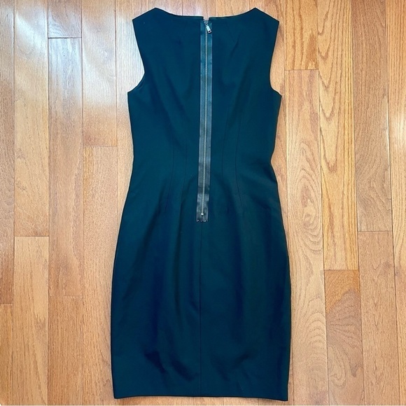 Elie Tahari black sheath dress with leather detailing - Picture 2 of 5